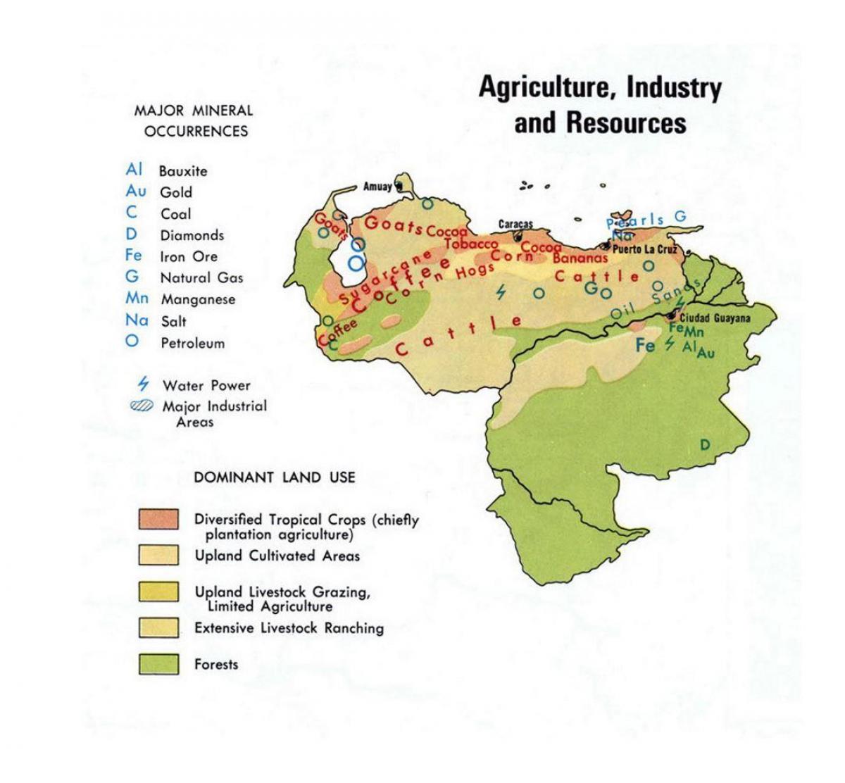 mapa venezuela prírodných zdrojov