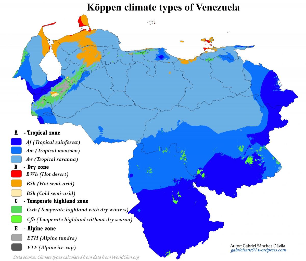 mapa venezuela klímy
