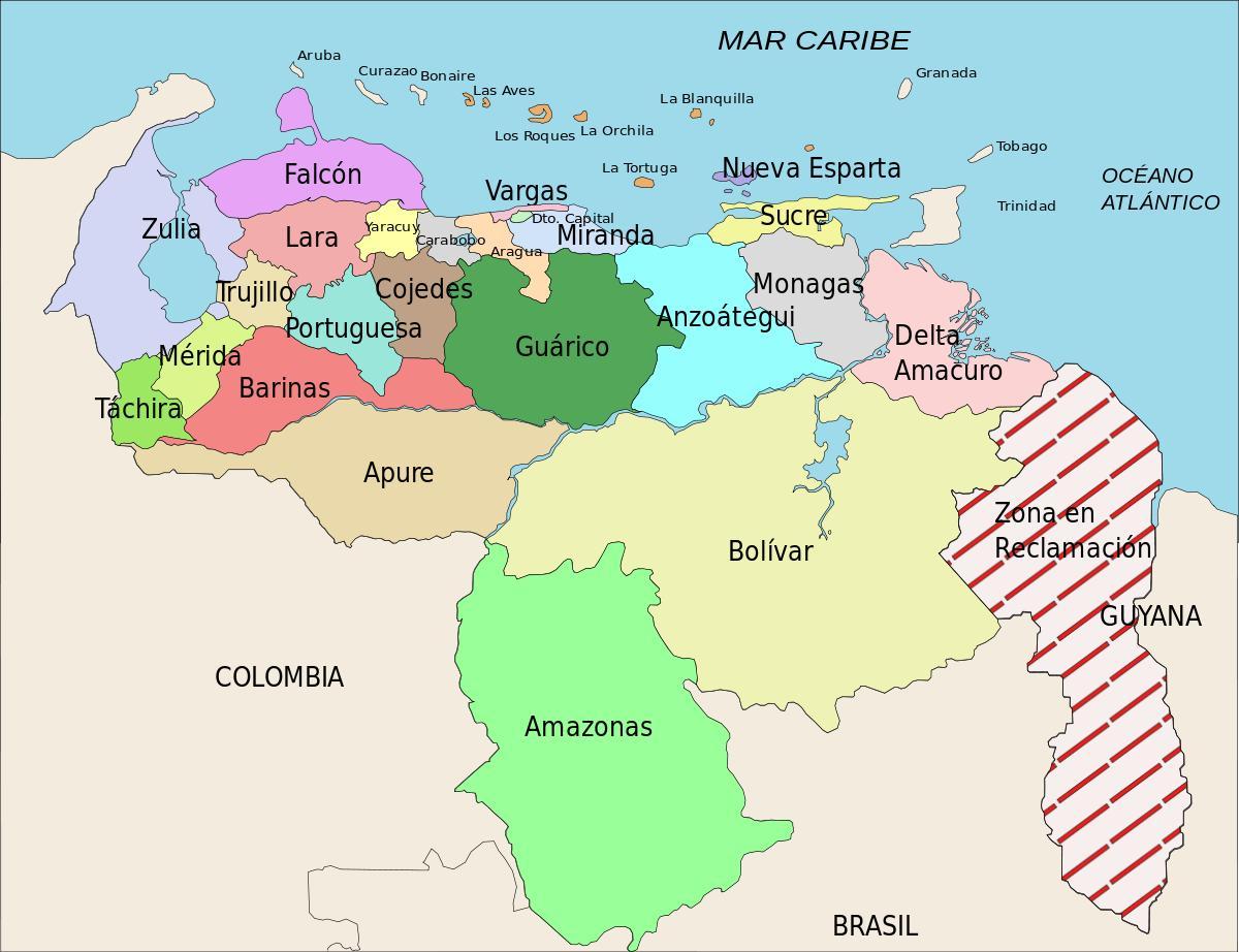 mapa štáty, venezuela