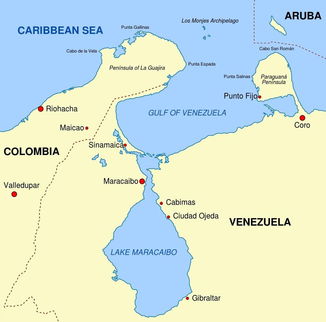mapa zálive venezuela