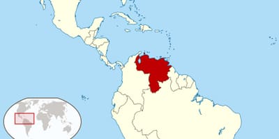 Venezuela na mapu južnej ameriky