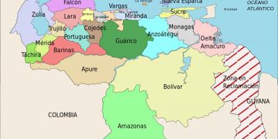 Mapa štáty, venezuela